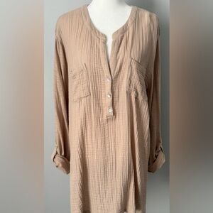 J. Jill Mixed-Media Cotton Gauze Tunic - Size 2X